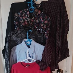 Bundle Of Six Men's Designer Long Sleeve Shirts For One Low Price All Size MED